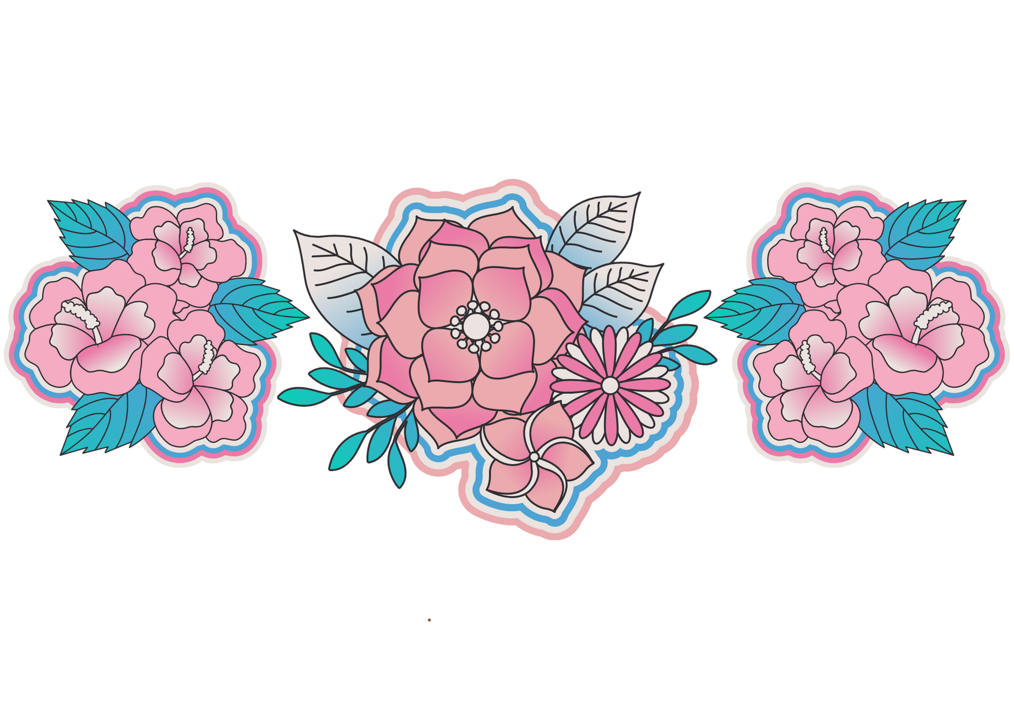 Stock art illustration of flowers in pink and blue trans pride colors