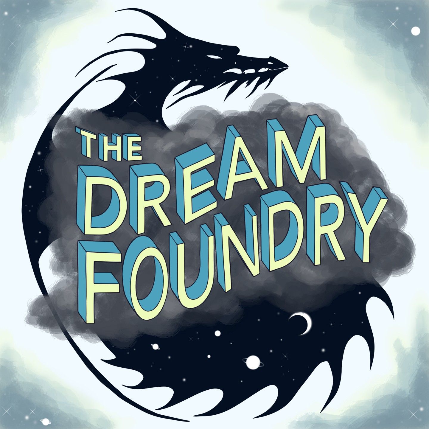 The Dream Foundry Logo featuring a space dragon