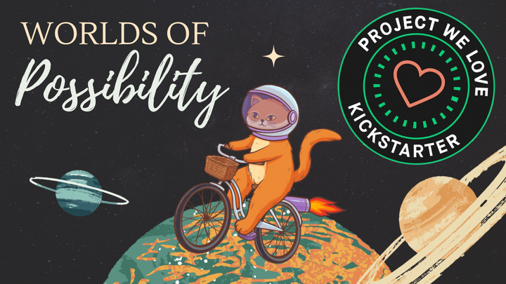 Kickstarter banner featuring Julia Kim's rocket bike cat