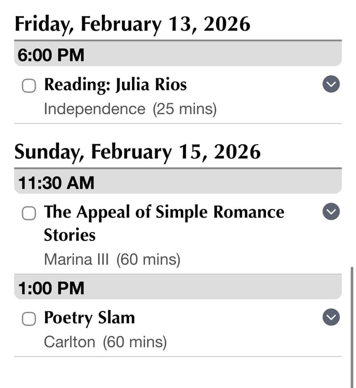 Julia Rios Boskone Schedule (full text in same image later on the page)
